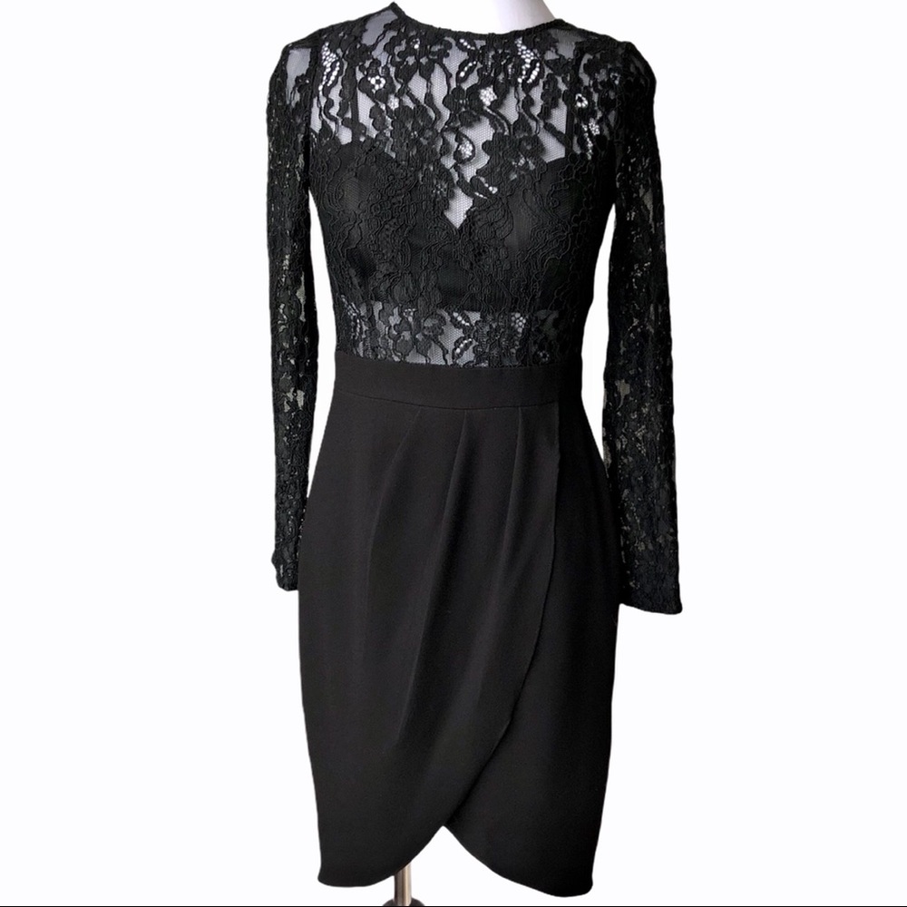 Aidan Mattox Lace Illusion Tulip Dress Cocktail 4 - Picture 12 of 14